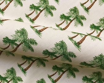 Tan Tropical Palm Tree Cotton Upholstery Fabric 54"