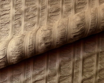 Mocha Puckered Stripe Upholstery Fabric 54"