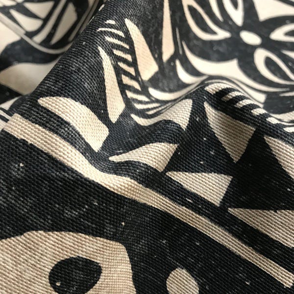 Upholstery Fabric Bold Stylish Durable Black Boho Southwestern Aztec Cotton Material for Sofas Chairs Cushions and Home Decor 54 Inches
