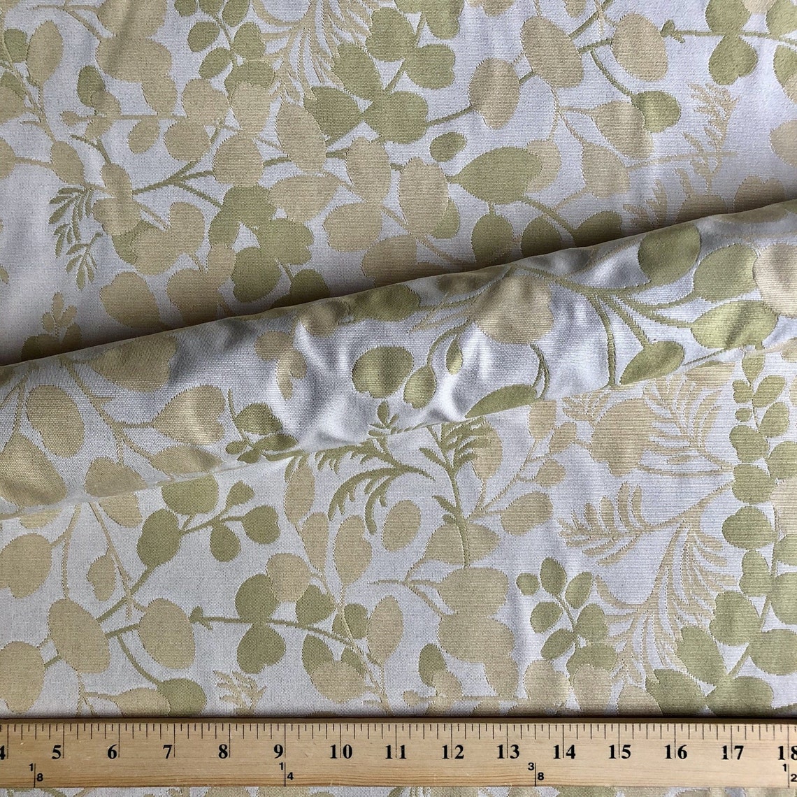 Sage Ivory Botanical Jacquard Upholstery Fabric 54 Etsy UK