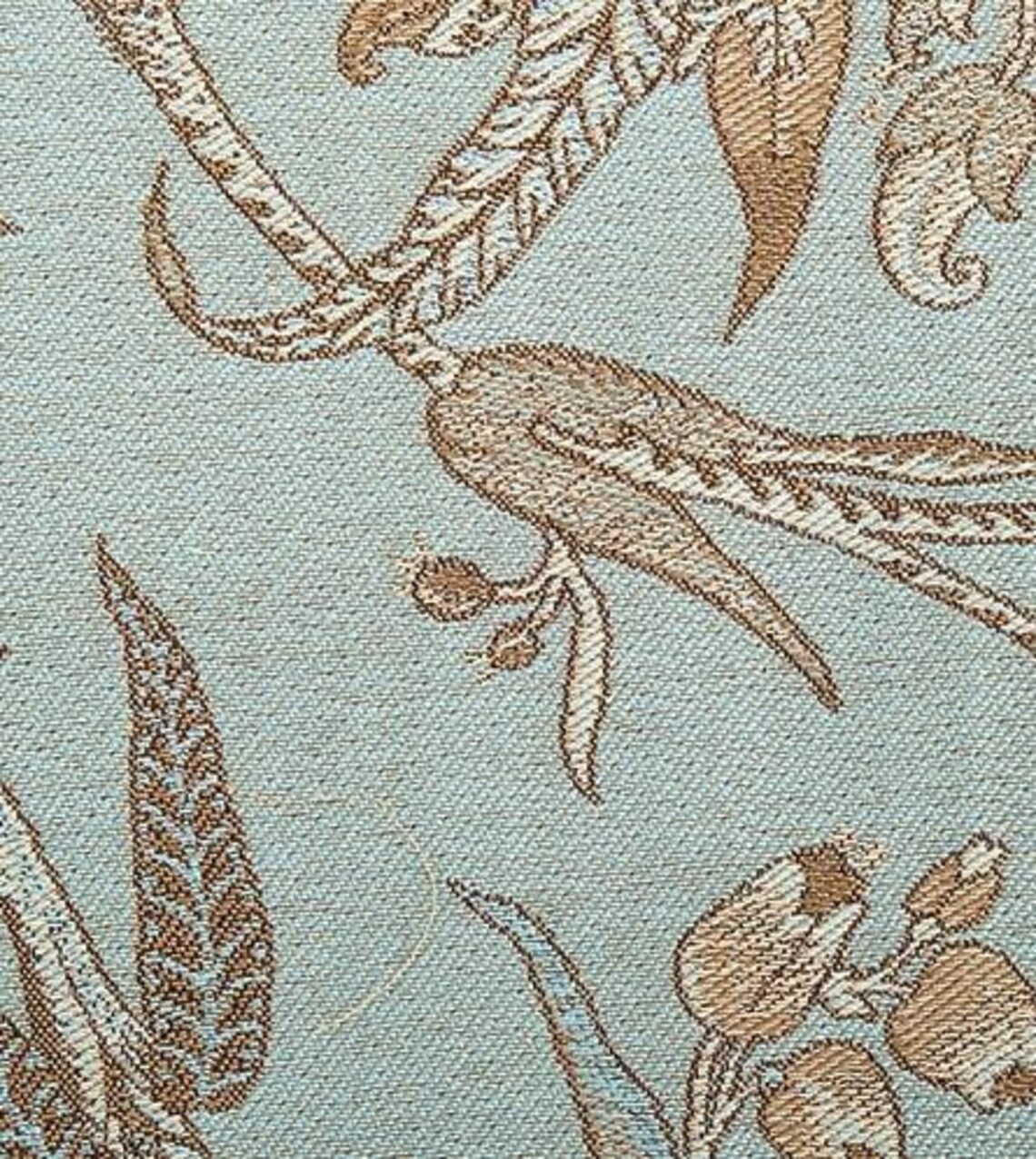 Antique French Light Blue Floral Upholstery Fabric 54 Etsy
