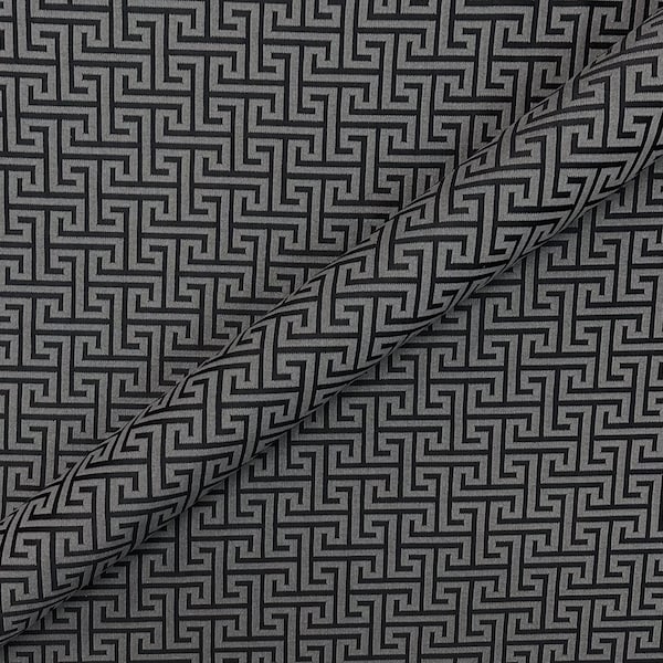 Dark Gray Greek Key Modern Geometric Jacquard Fabric 56"