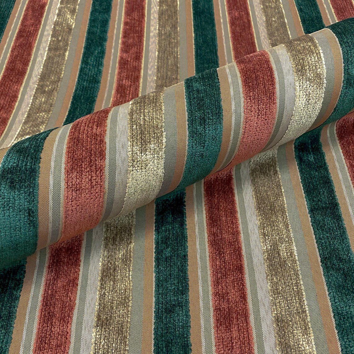 Traditional Christmas Striped Chenille Upholstery Fabric 56" - Etsy