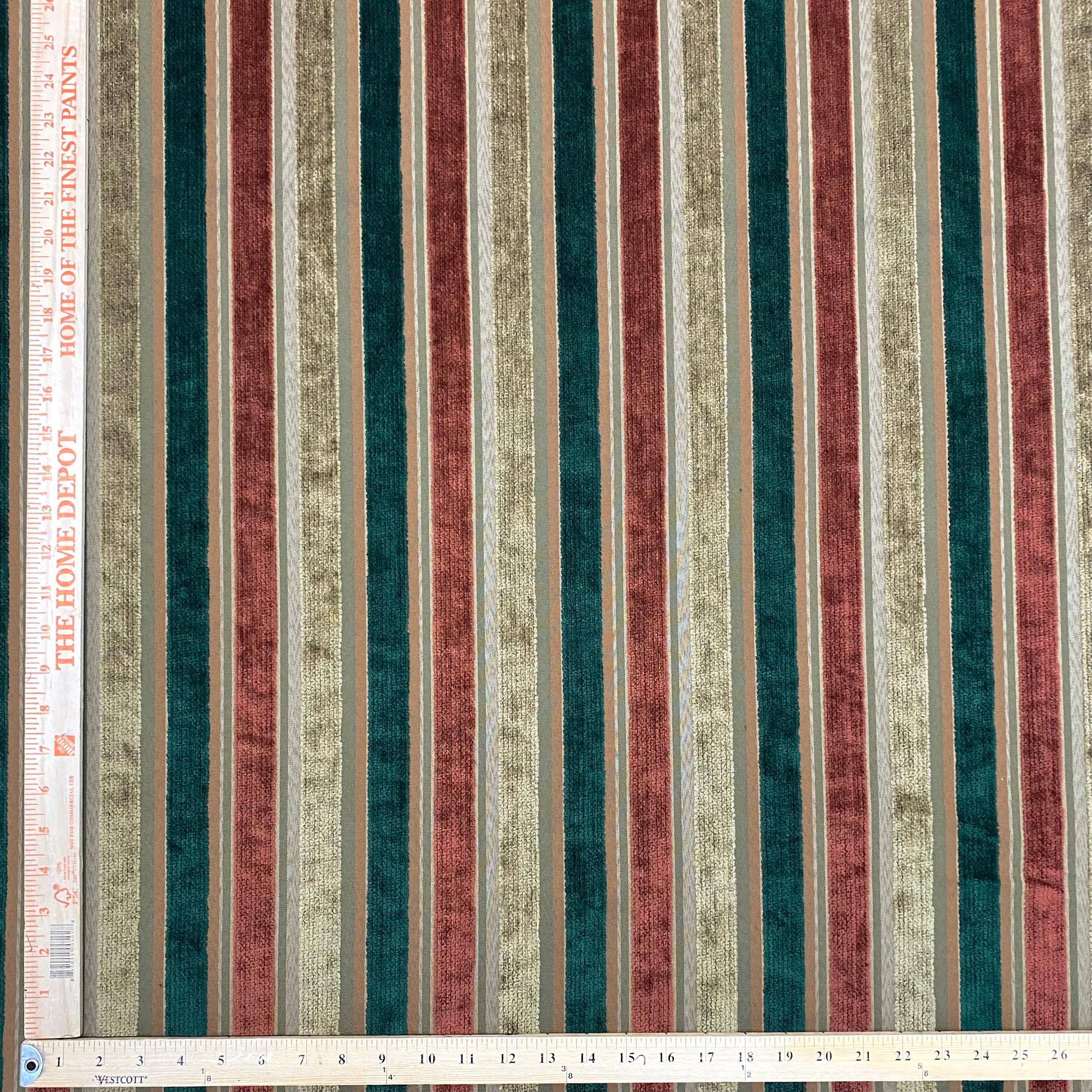 Traditional Christmas Striped Chenille Upholstery Fabric 56" - Etsy