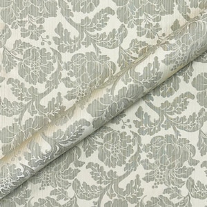 Beige/Light olive green Damask Jacquard Upholstery Fabric 55&quot;