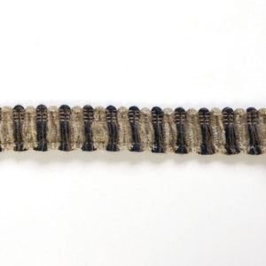 Tan and dark brown high quality decorative brush fringe trim by the yard for upholstery pillows drapery crafts costumes home decor projects