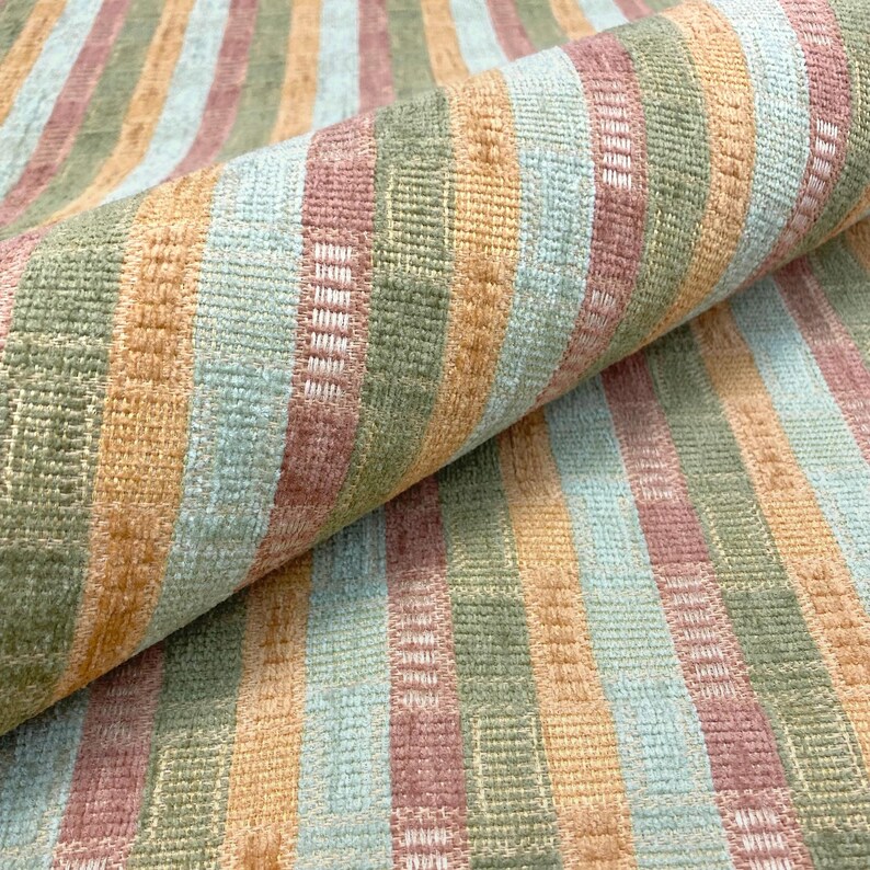 Cosmo Pastel Traditional Stripe Chenille Upholstery Fabric 54" - Etsy