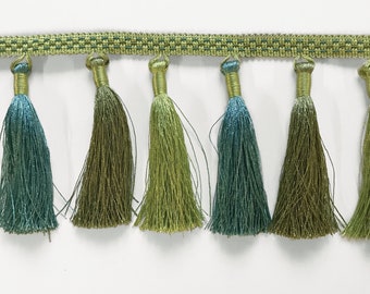 Funky Neon Green and Turquoise High Quality Decorative Tassel Trim by the yard