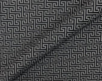 Dark Gray Greek Key Modern Geometric Jacquard Fabric 56"