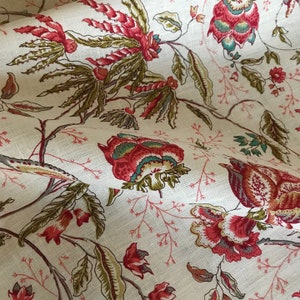 Red Botanical Ikat Luxury Woven Fabric