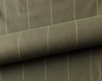 Army Green Pinstripe Cotton Upholstery Fabric 54"