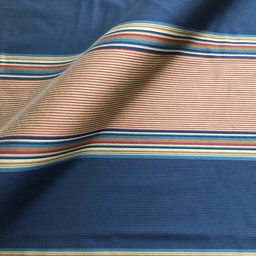 Blue and Gold Multi Colored Wide Stripe Upholstery Fabric - Etsy