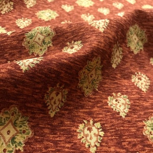 Rust Boho Chic Printed Cotton Upholstery Fabric 54"