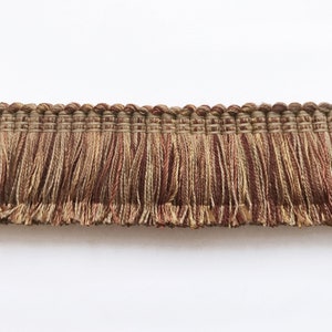 Brown and gold high quality decorative brush fringe trim by the yard for upholstery pillows drapery crafts costumes and home decor projects