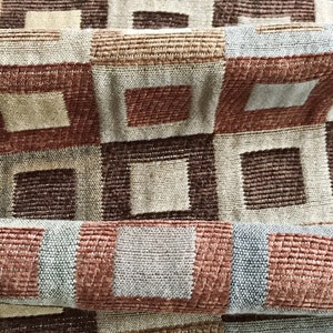 Upholstery Fabric Checkered Pattern Design Fall Hued Box Chenille Cotton Velvet Blend Yard Or Swatch Upholstered Product bild 2