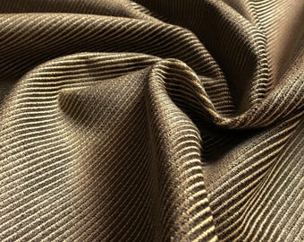 Tela de tapicería de chenilla Milli Stripe color trigo de invierno y marrón, 58"