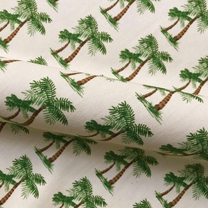 Tan Tropical Palm Tree Cotton Upholstery Fabric 54"