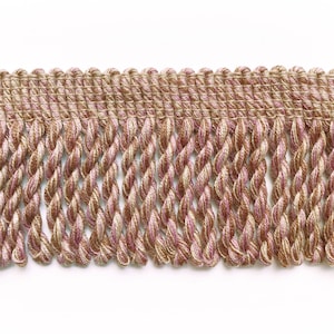 Dusty rose and wheat high quality decorative bullion fringe trim by the yard for upholstery pillows drapery crafts costumes and home decor