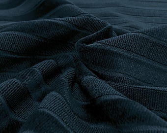 Indigo Modern Striped Velvet Upholstery Fabric 56"