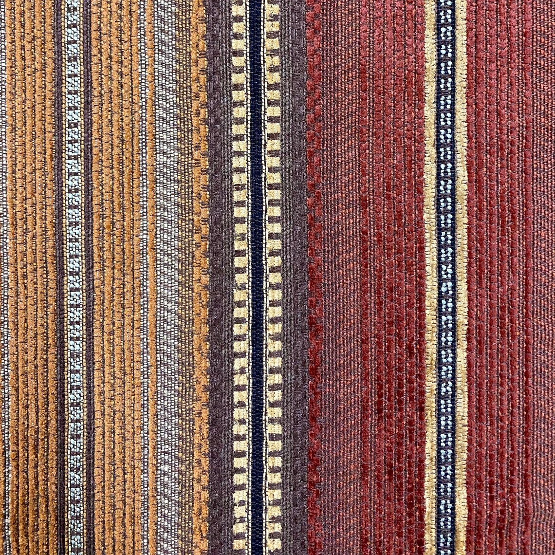 Cinnamon Country Striped Chenille Upholstery Fabric 54" - Etsy