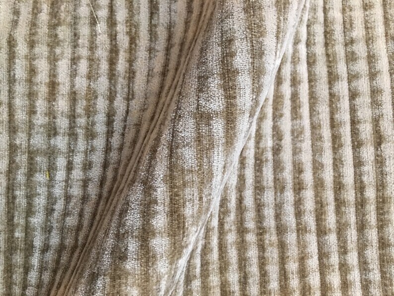 Beige Stitched Stripe Velvet Fabric 54 Sold by the Yard