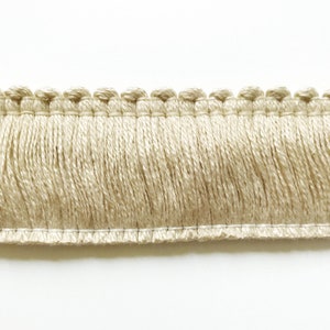 Champagne high quality decorative brush fringe trim by the yard for upholstery pillows drapery crafts costumes home decor projects elegant