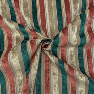 Traditional Christmas Striped Chenille Upholstery Fabric 56" - Etsy