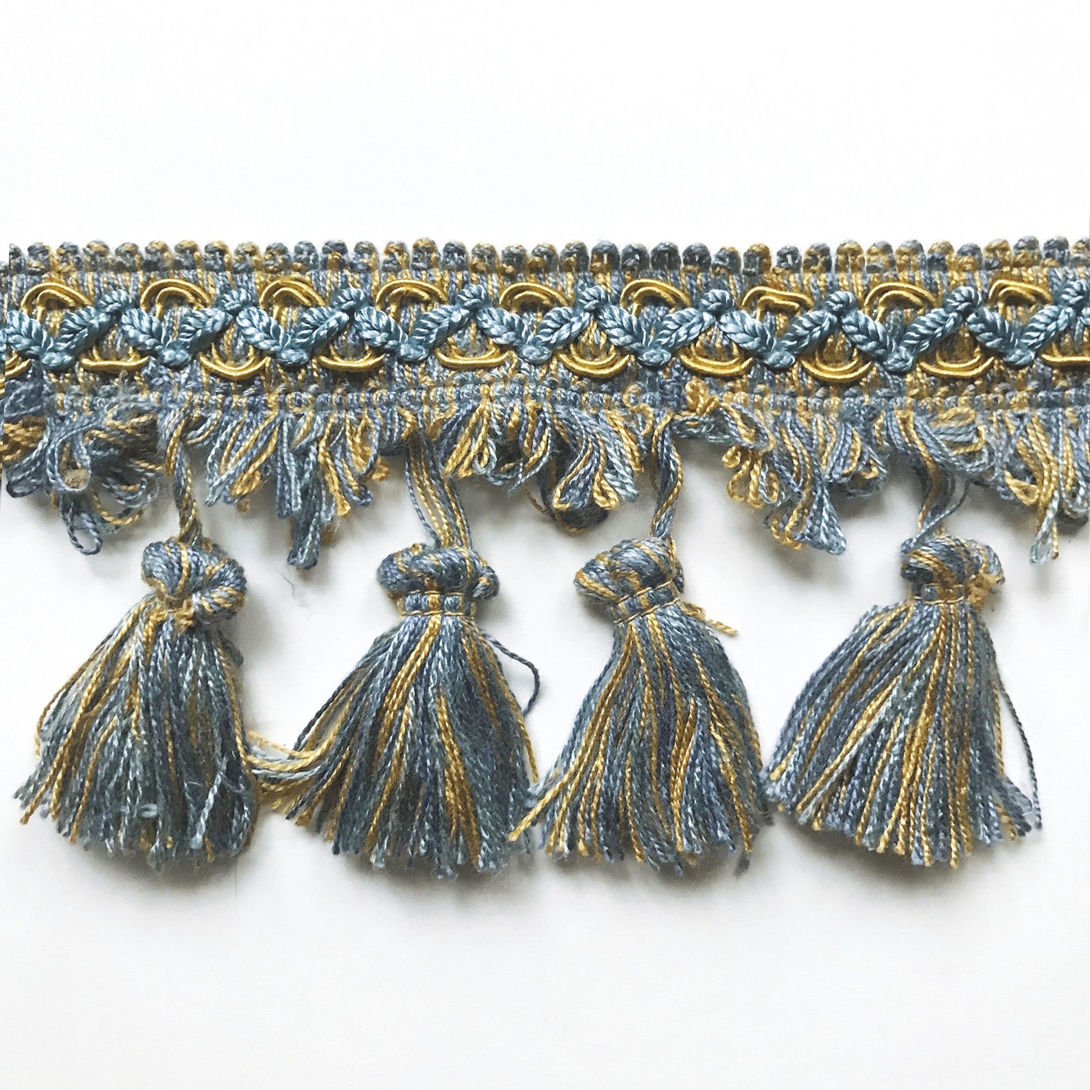 Blue and Gold High Quality Decorative Tassel Trim by the yard | Etsy