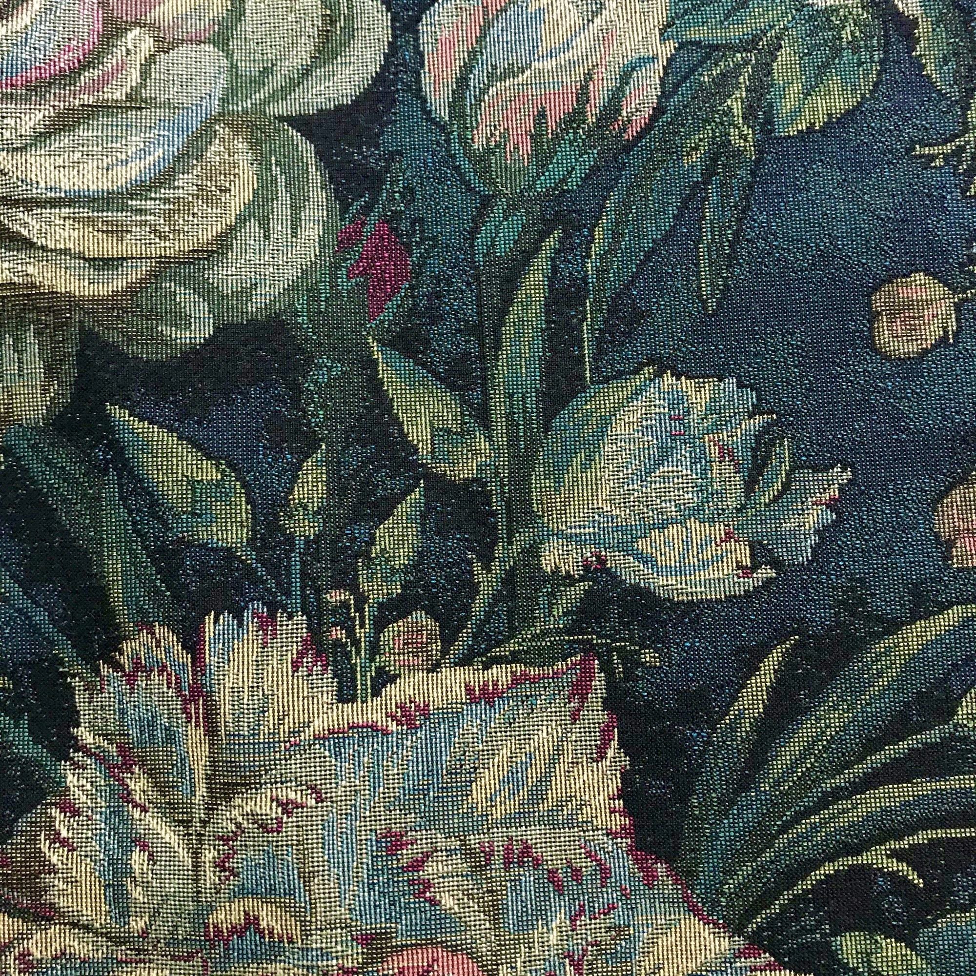 Moody Vintage Floral Tapestry Weave Upholstery Fabric 56 Etsy