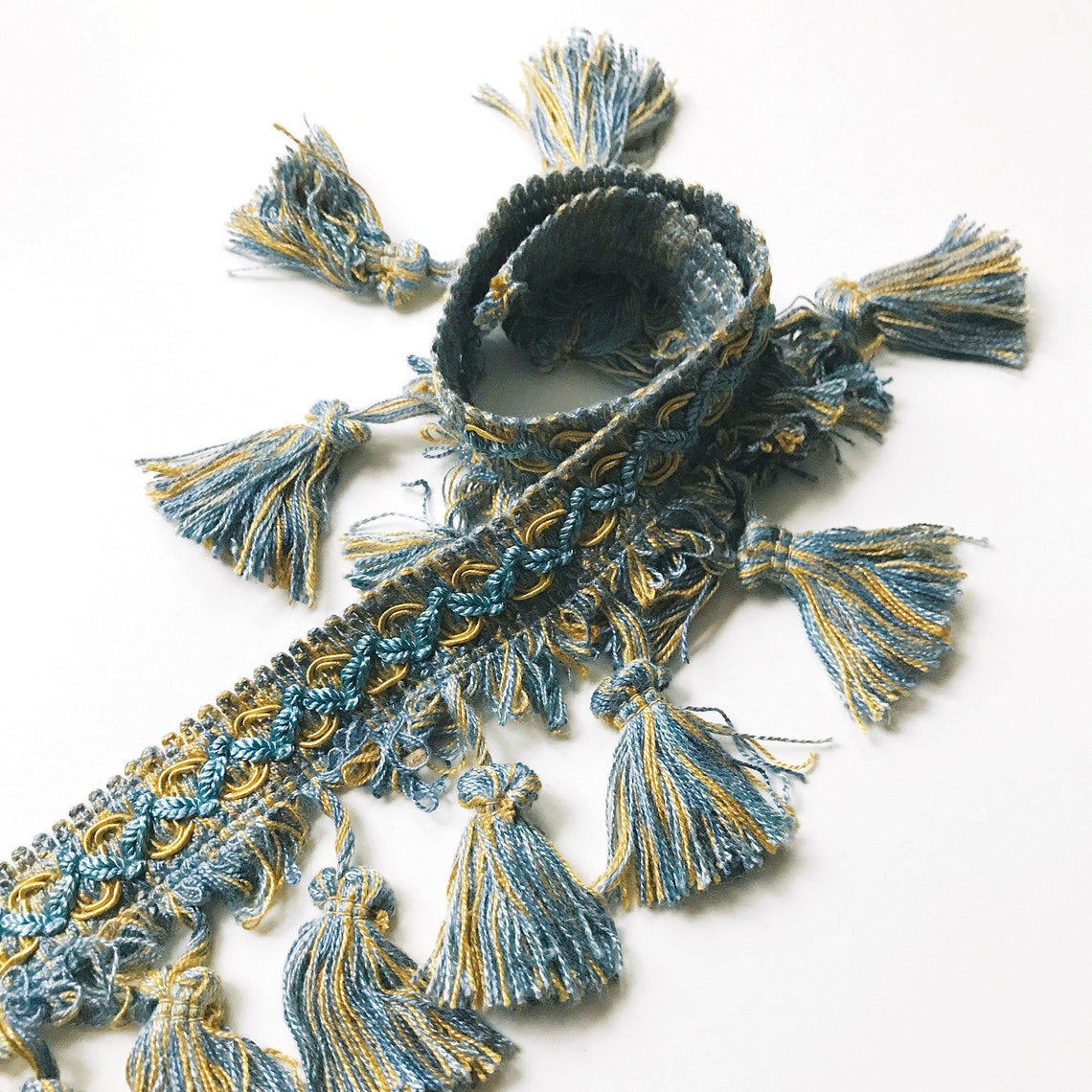 Blue and Gold High Quality Decorative Tassel Trim by the yard Etsy
