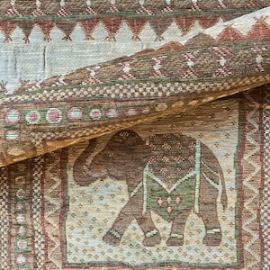 Earth Toned Elephant Jacquard Tapestry Upholstery Fabric 56"