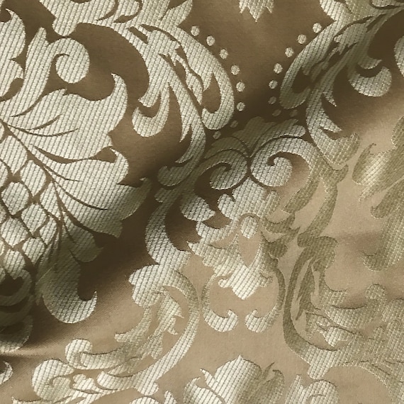 Carrigan Gold Neutral Woven Damask Upholstery Fabric 54 Etsy Ireland