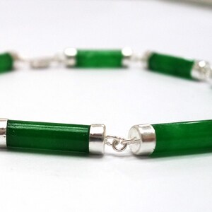 925 Sterling Silver 9 Segments Green Jade Bracelet Elegant | Etsy