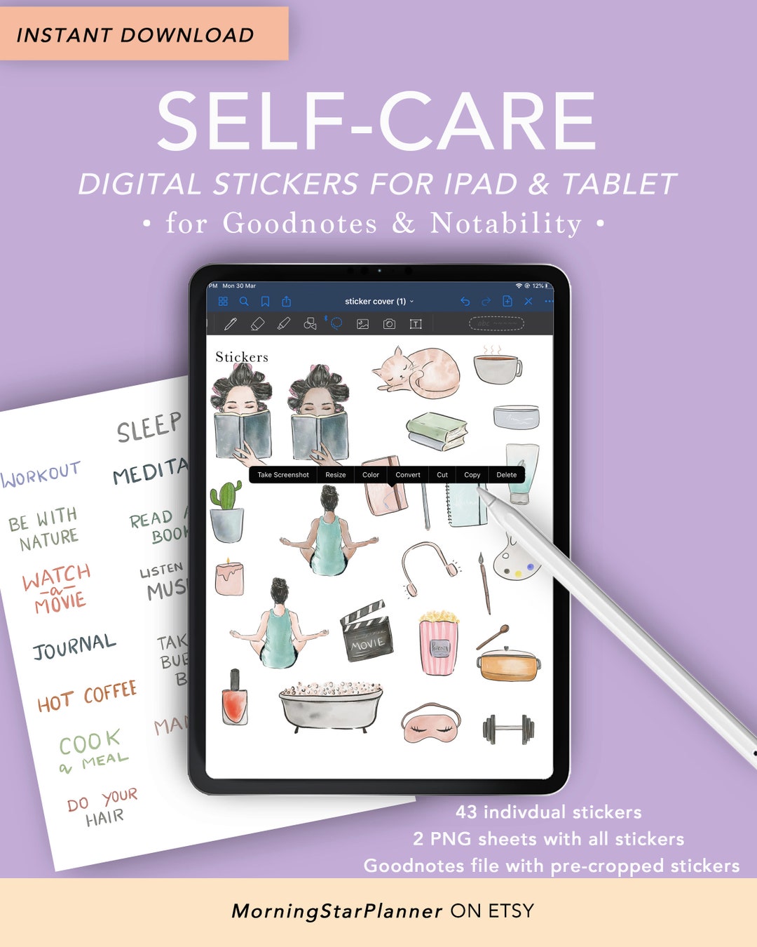 Buy Self Care Digital Stickers for Goodnotes - iPad & Tablet Planner ...