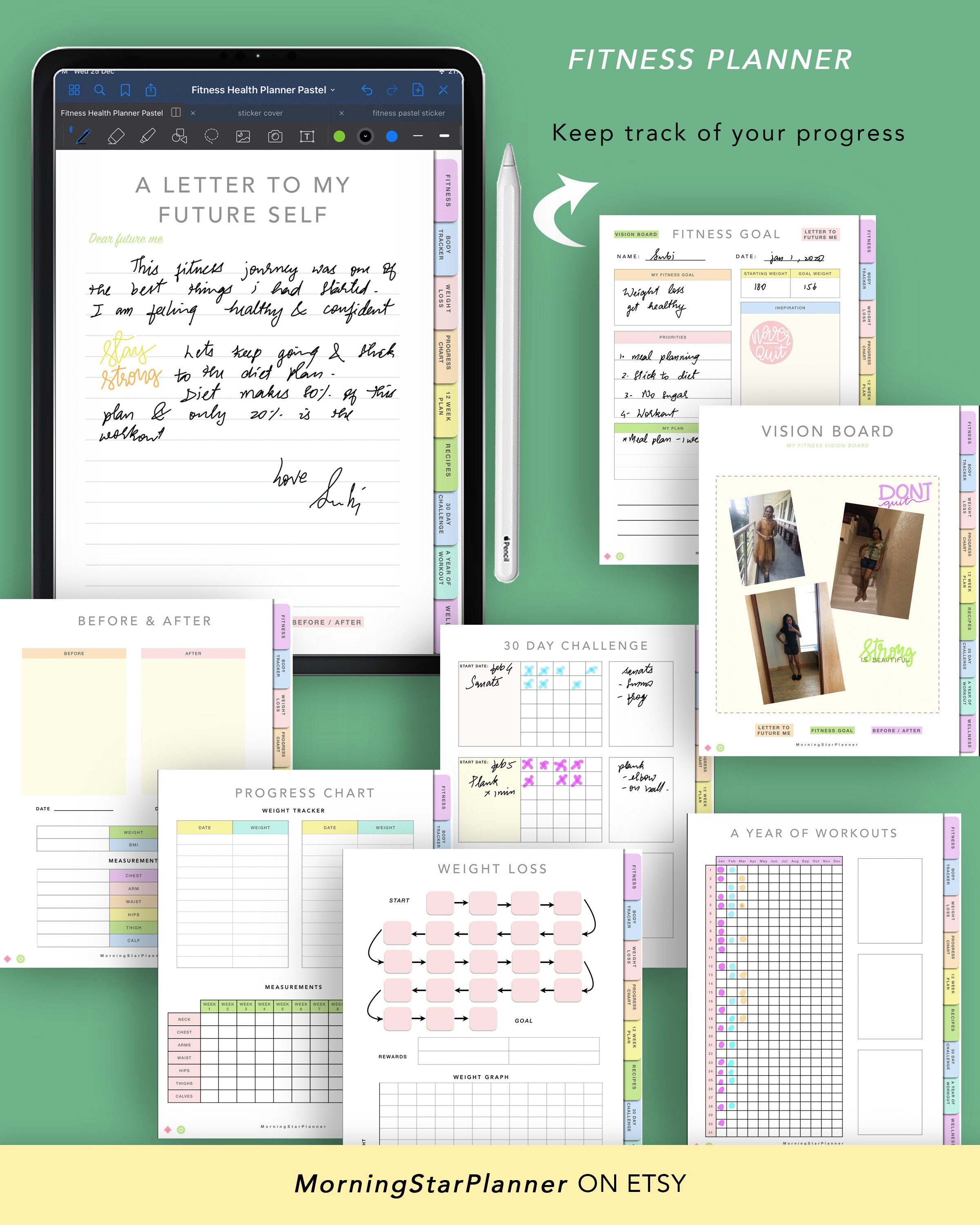 Digital Health Fitness Planner Wellness Planner Weight | Etsy