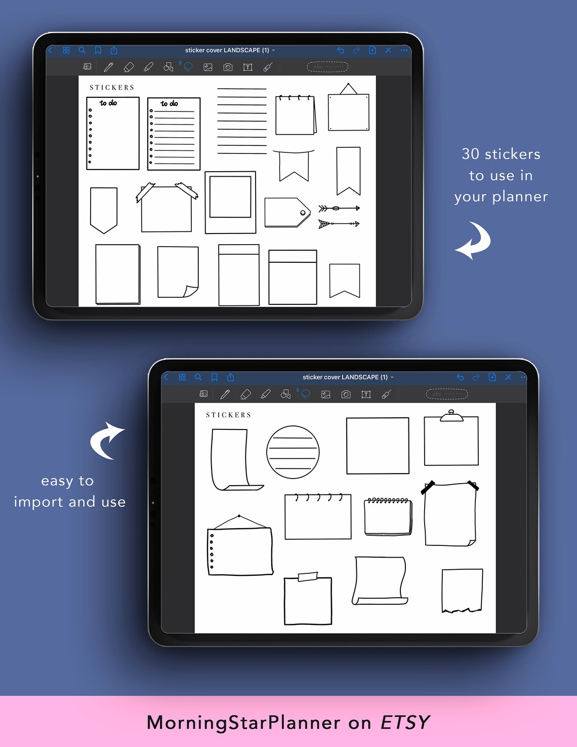 Sticky Notes Bullet Journal Digital Stickers for Ipad & Etsy