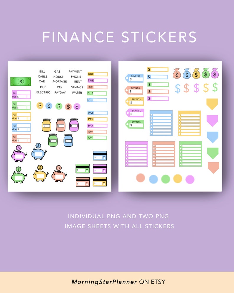 Digital Stickers for Finance Planner Goodnotes Notability Etsy