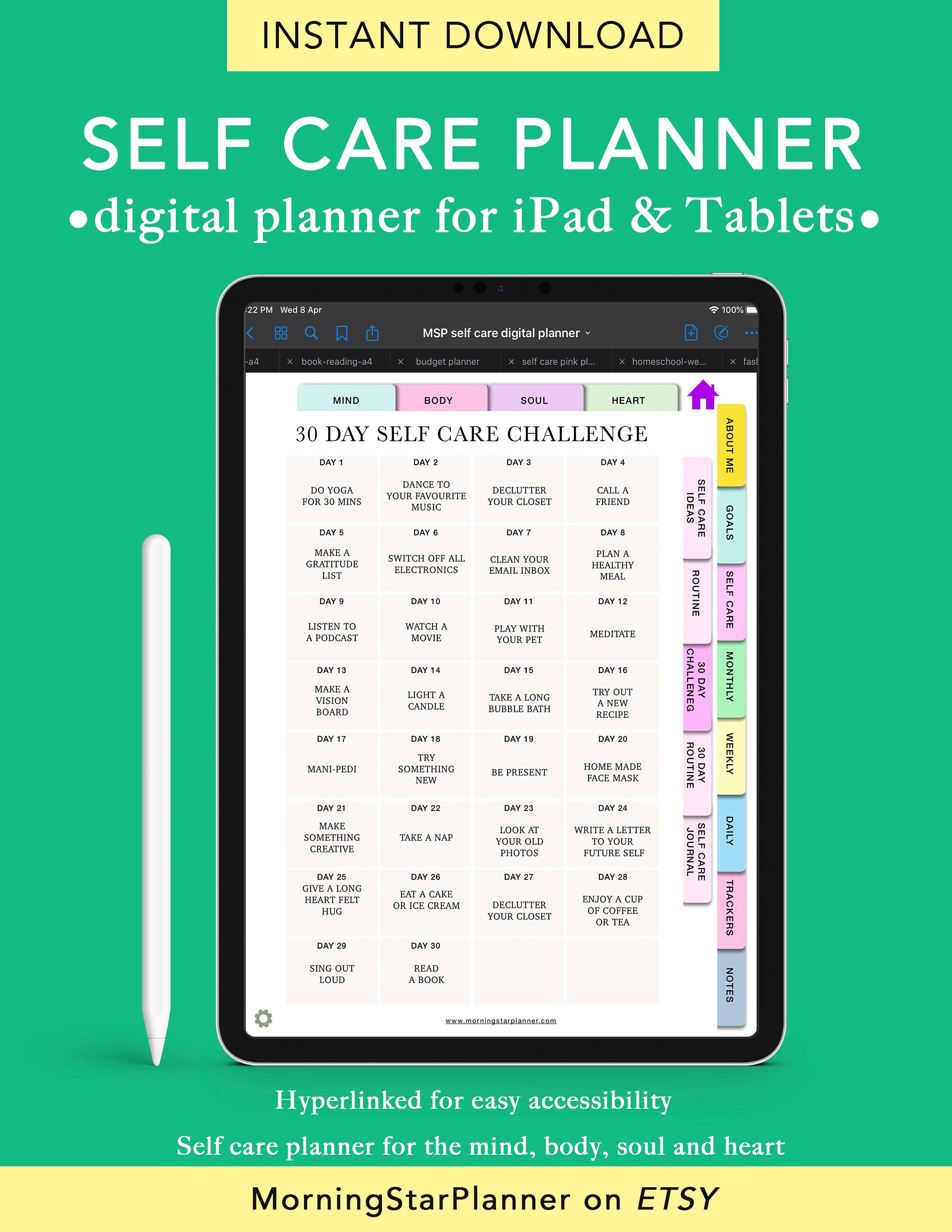 Self Care Digital Planner Goodnotes Planner for Self Love Etsy