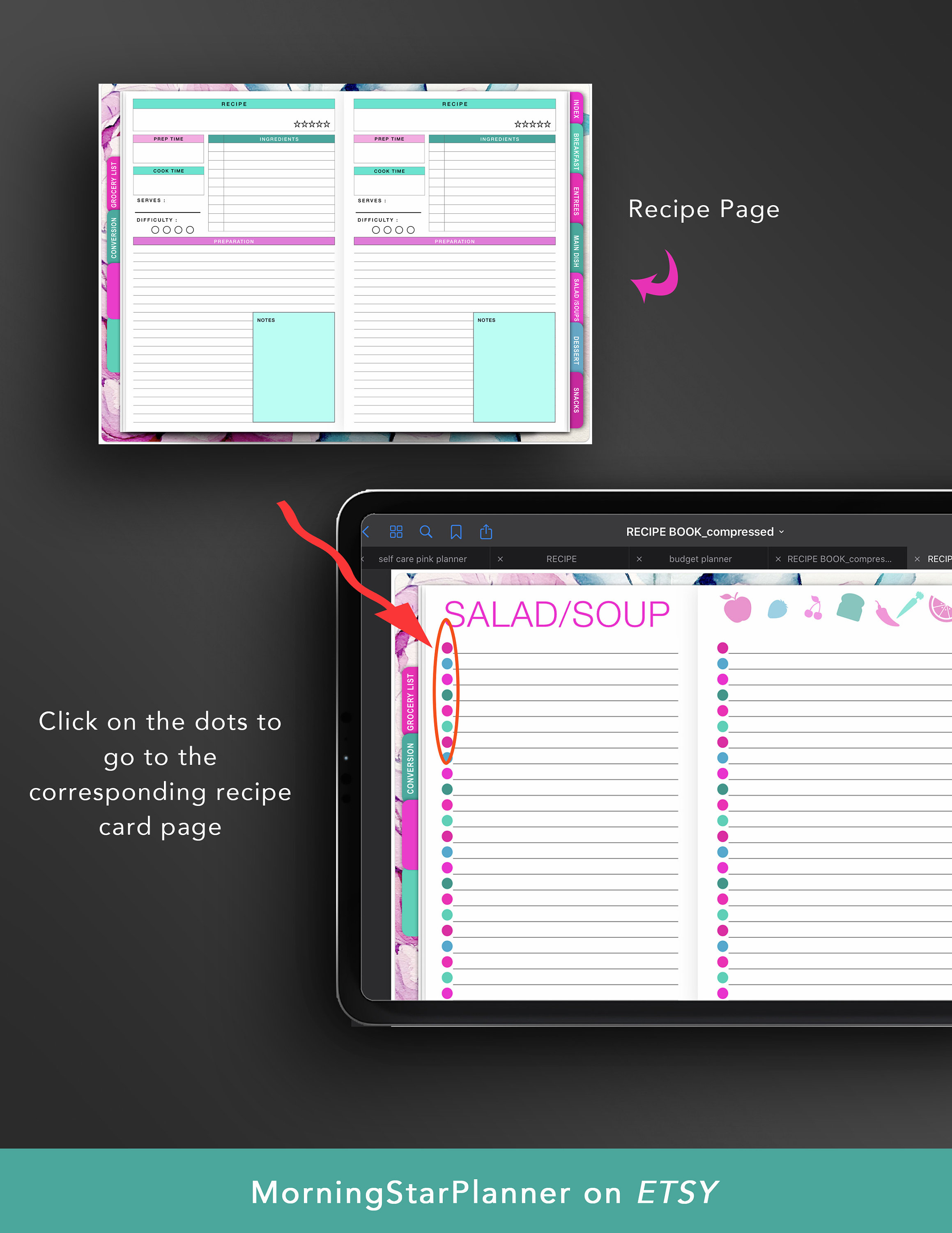 Buy Digital Recipe Book for Ipad & Tablet Hyperlinked Tabs Online in
