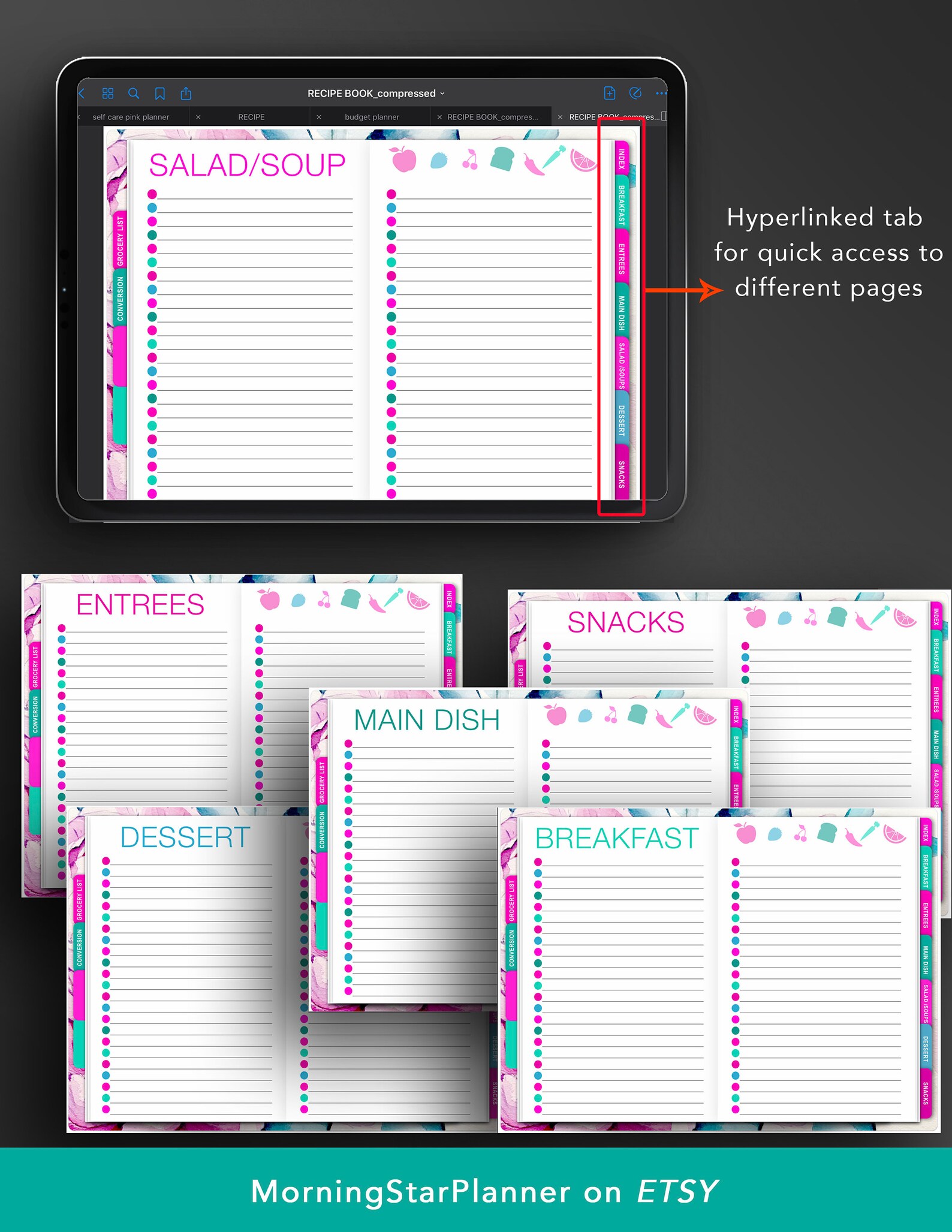 Buy Digital Recipe Book for Ipad & Tablet Hyperlinked Tabs Online in