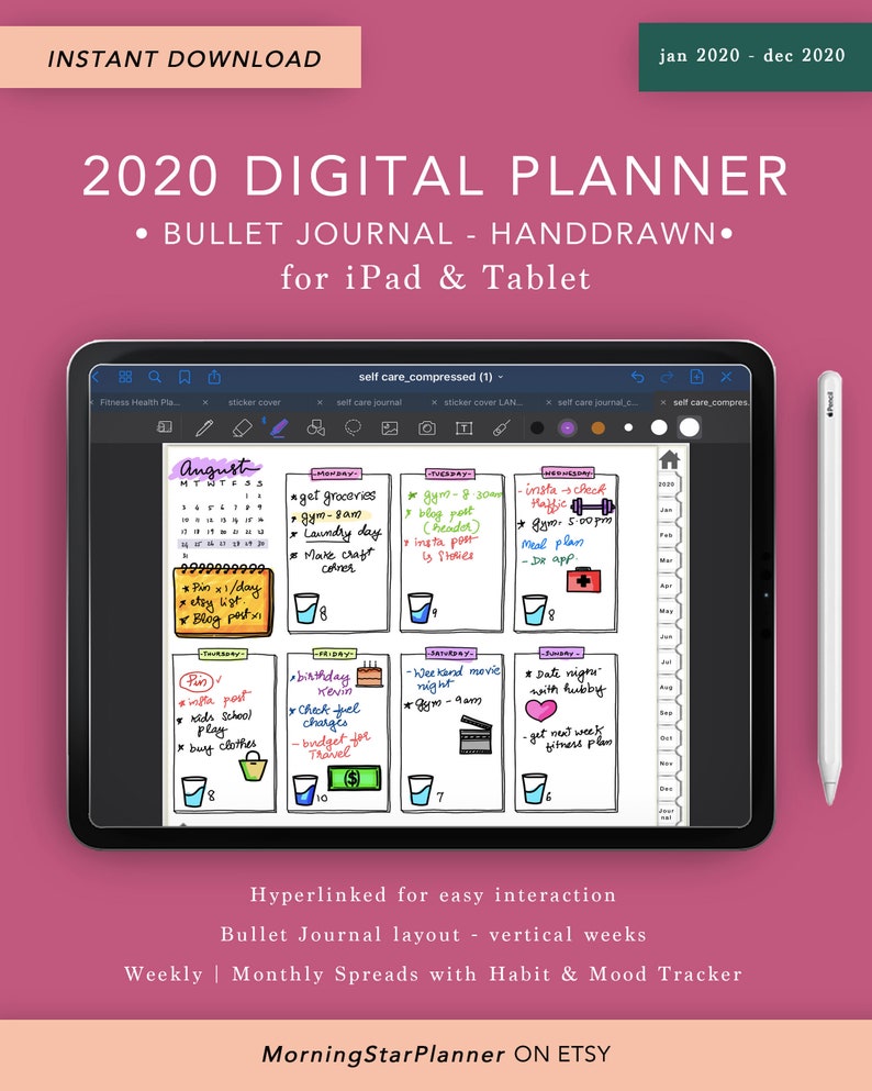 Bullet Journal Digital Planner Goodnotes iPad Weekly Etsy