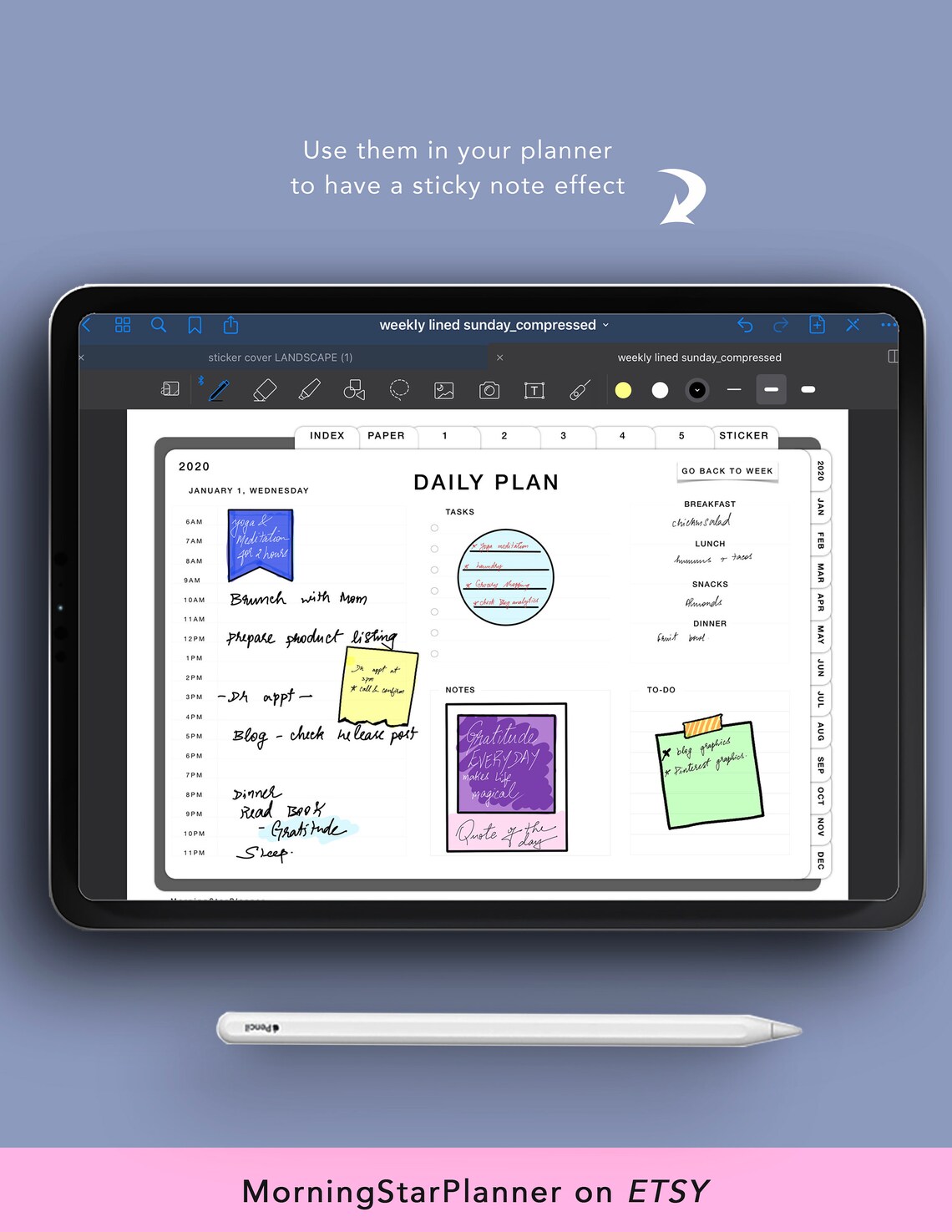 Sticky Notes Bullet Journal Digital Stickers for Ipad & Etsy