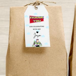 Toy Story Themed Gift Tags, Digital Template, Woody, Buzz Lightyear and Friends Thank You Tags, Editable Gift Tag for Birthdays and More
