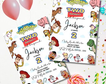 Invitation de fête d'anniversaire de 2 ans MODIFIABLE à l'infini et au-delà pour NUMÉRIQUE et IMPRESSION, Invitation de fête d'anniversaire pour enfants Toy Story