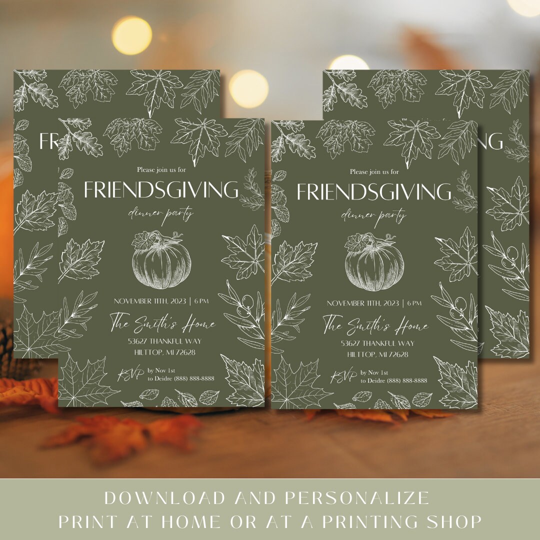 EDITABLE Friendsgiving Dinner Invitation DIGITAL & PRINTABLE - Etsy