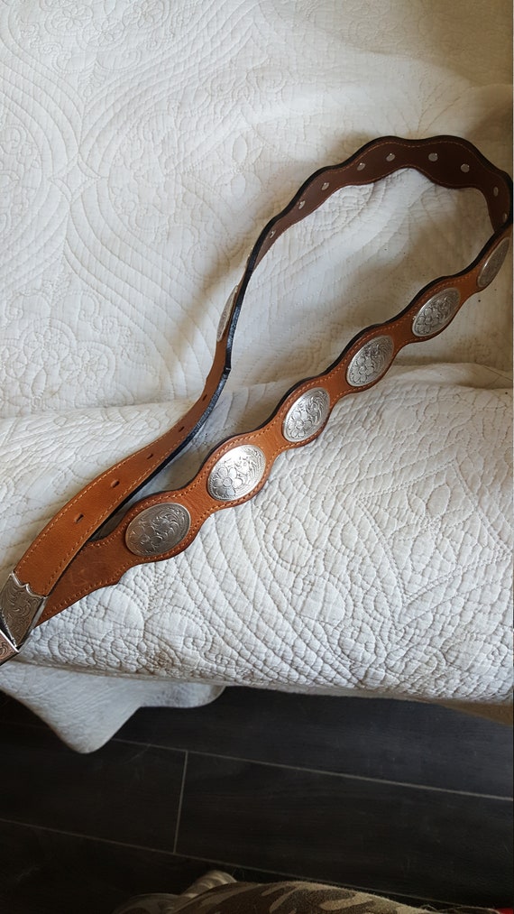 Leather and silver Concho belt
