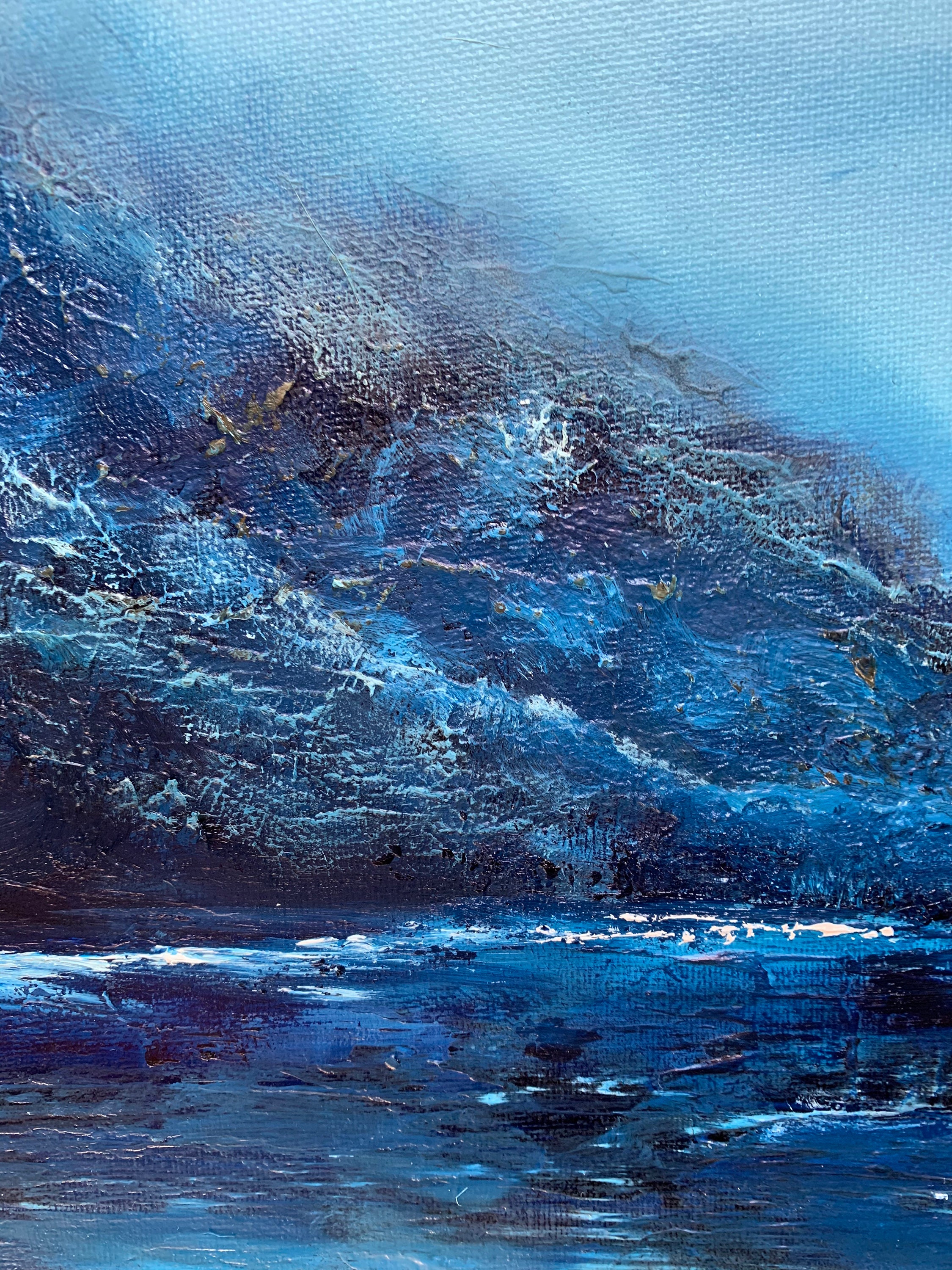 Abstract sea Painting Original oil painting Blue art Framed Etsy