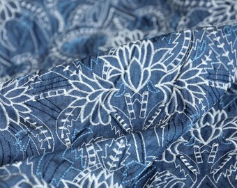 embroidered denim fabric by the yard