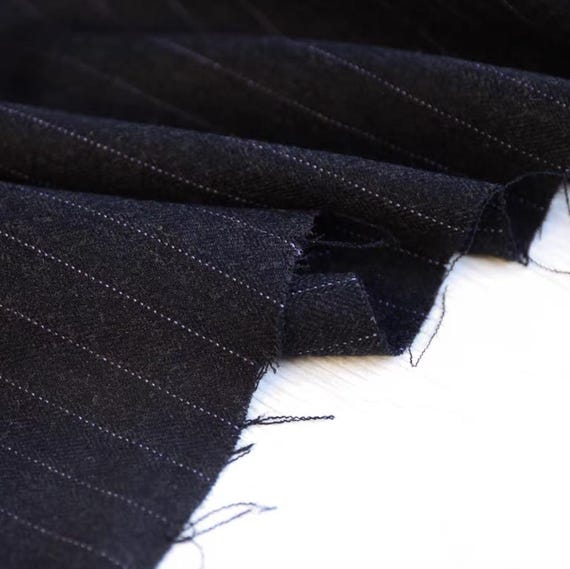 Striped Worsted Wool fabric by the yard