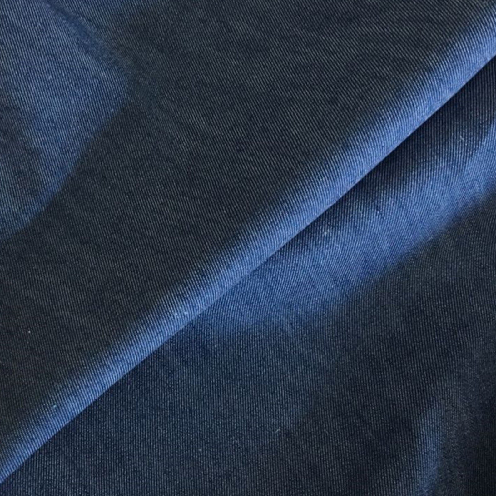 Denim blue silk cotton fabric by the yard Etsy